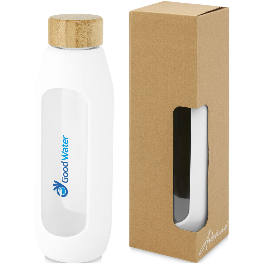 G100666 Borraccia in vetro borosilicato da 600 ml con impugnatura in silicone Tidan