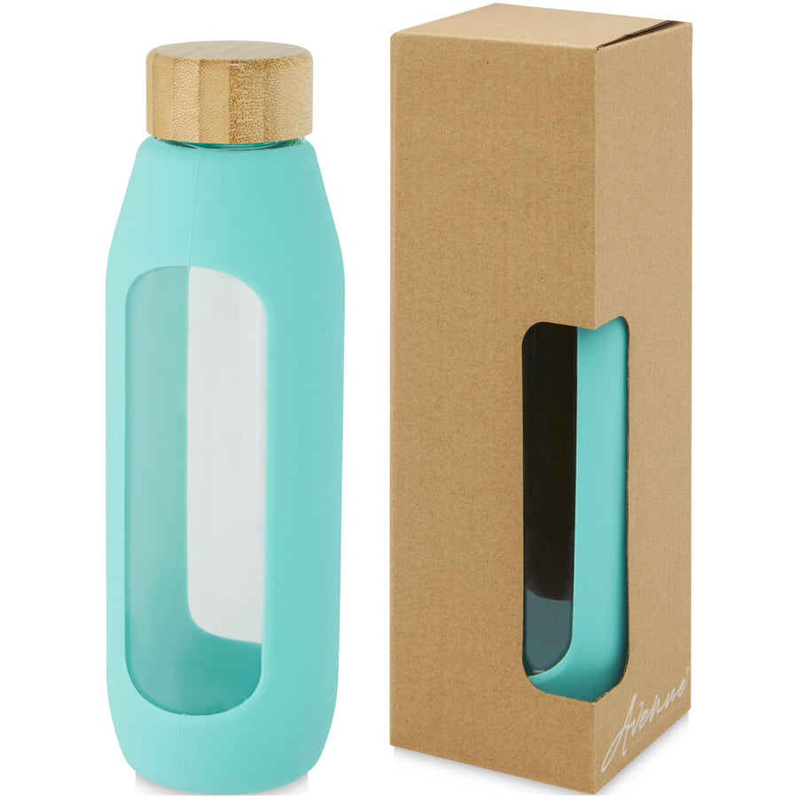 G100666 Borraccia in vetro borosilicato da 600 ml con impugnatura in silicone Tidan