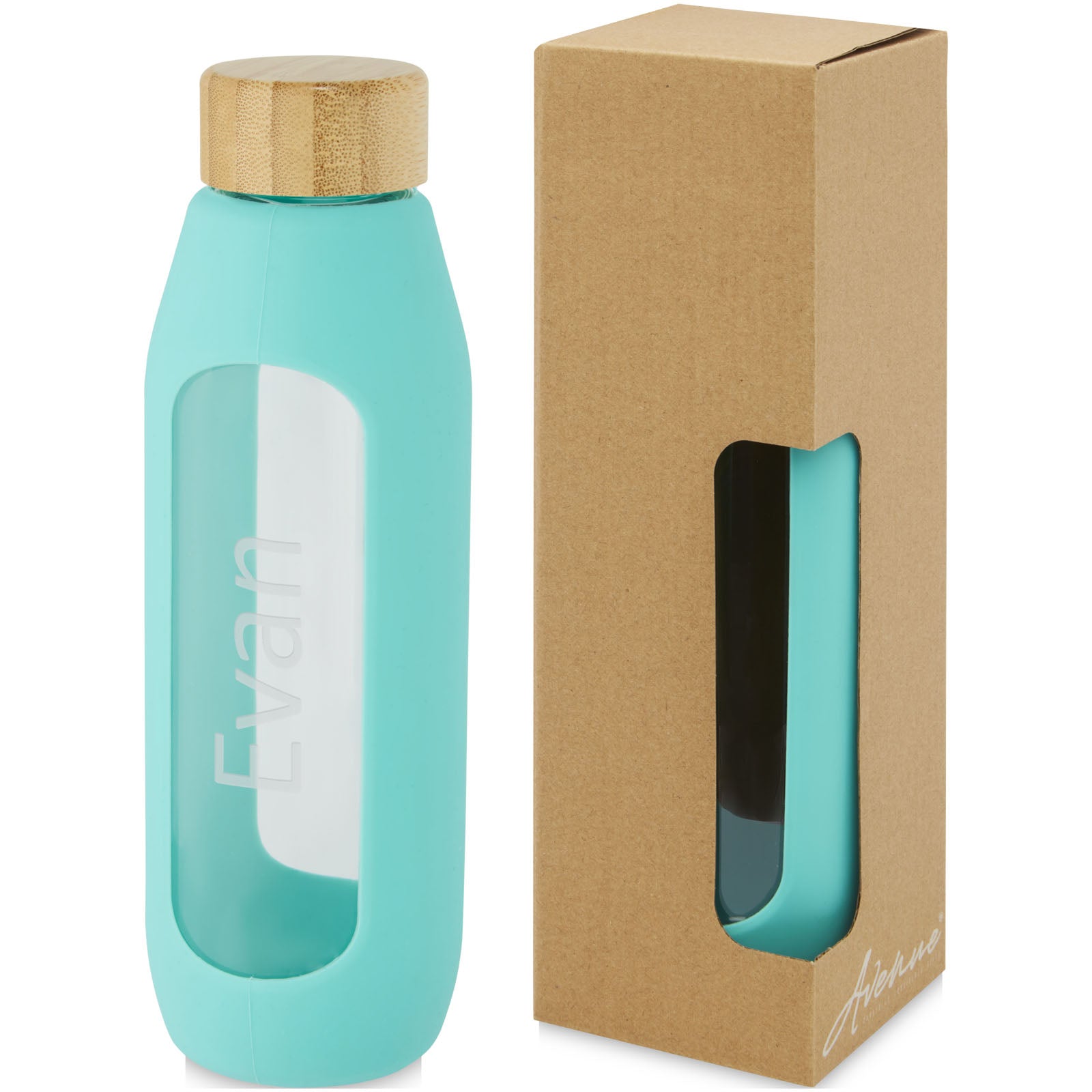 G100666 Borraccia in vetro borosilicato da 600 ml con impugnatura in silicone Tidan