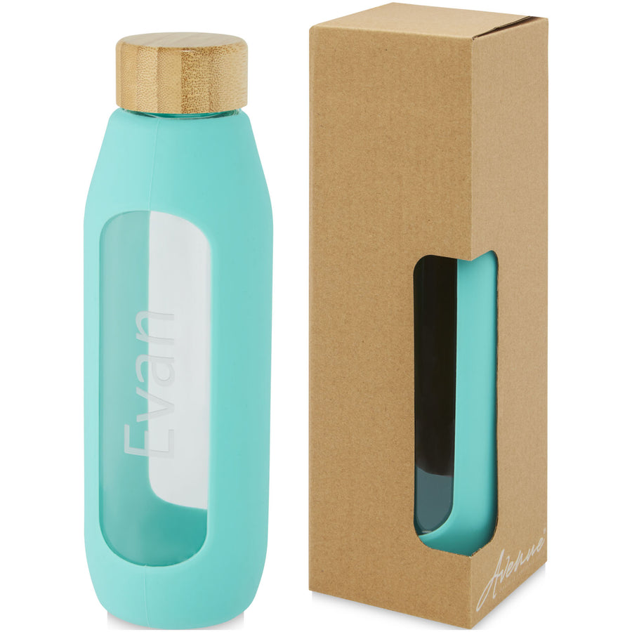 G100666 Borraccia in vetro borosilicato da 600 ml con impugnatura in silicone Tidan