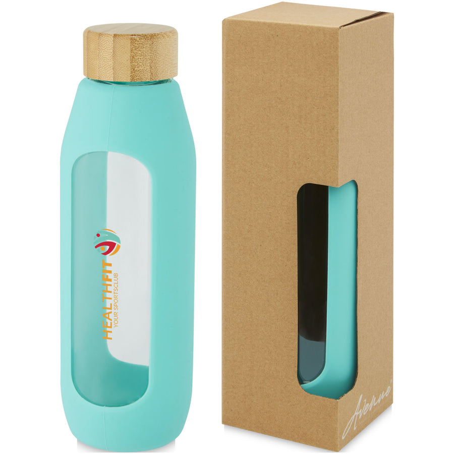 G100666 Borraccia in vetro borosilicato da 600 ml con impugnatura in silicone Tidan