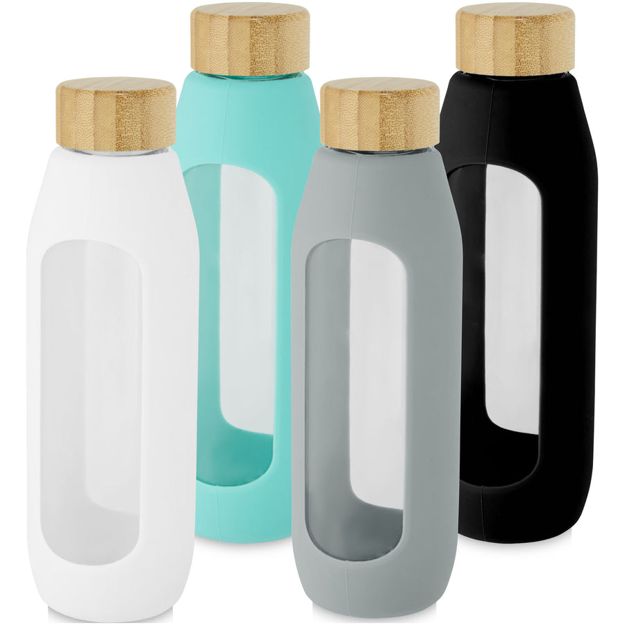 G100666 Borraccia in vetro borosilicato da 600 ml con impugnatura in silicone Tidan