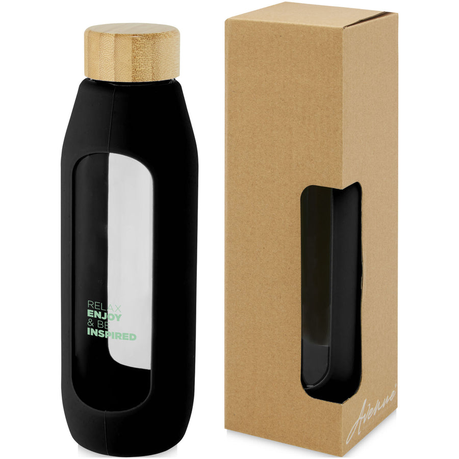 G100666 Borraccia in vetro borosilicato da 600 ml con impugnatura in silicone Tidan