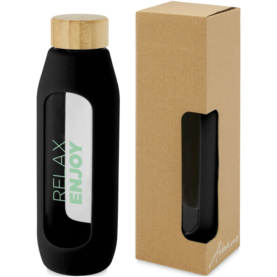 G100666 Borraccia in vetro borosilicato da 600 ml con impugnatura in silicone Tidan