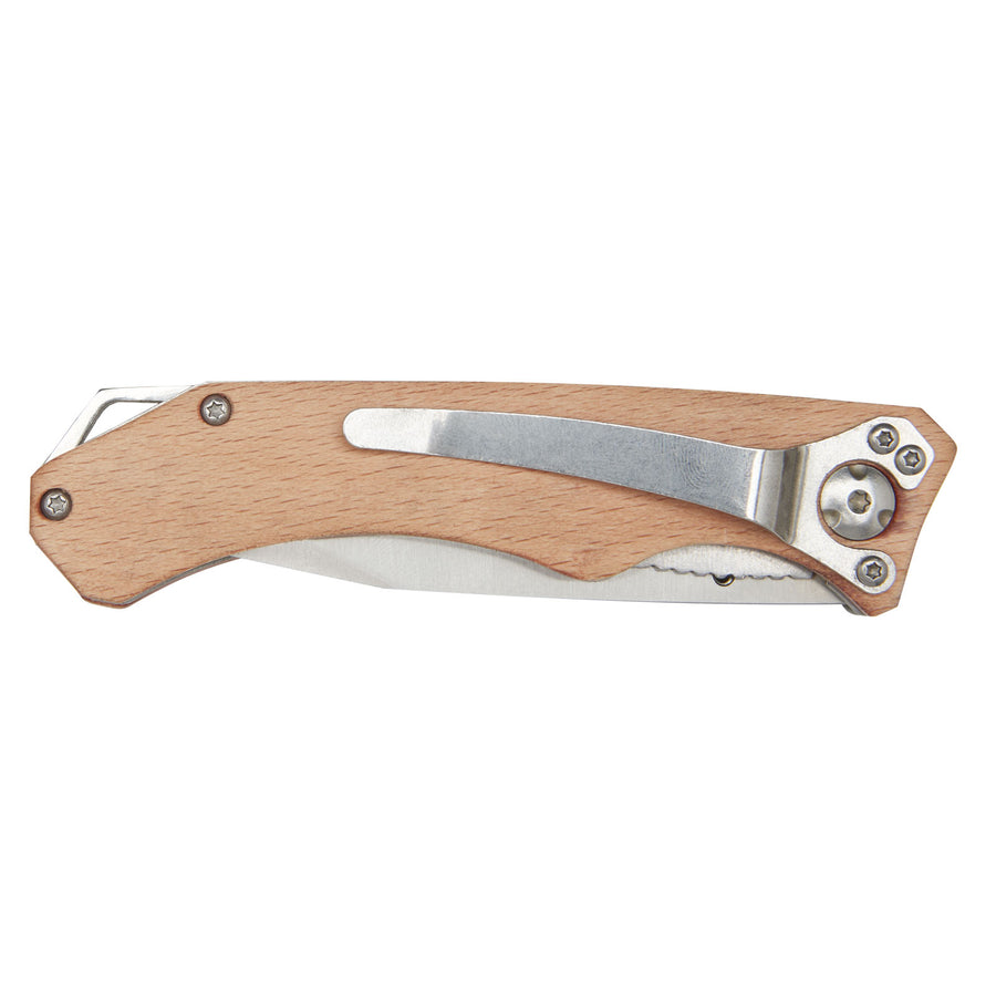 G104536 Coltello tascabile Dave in legno con clip per cintura