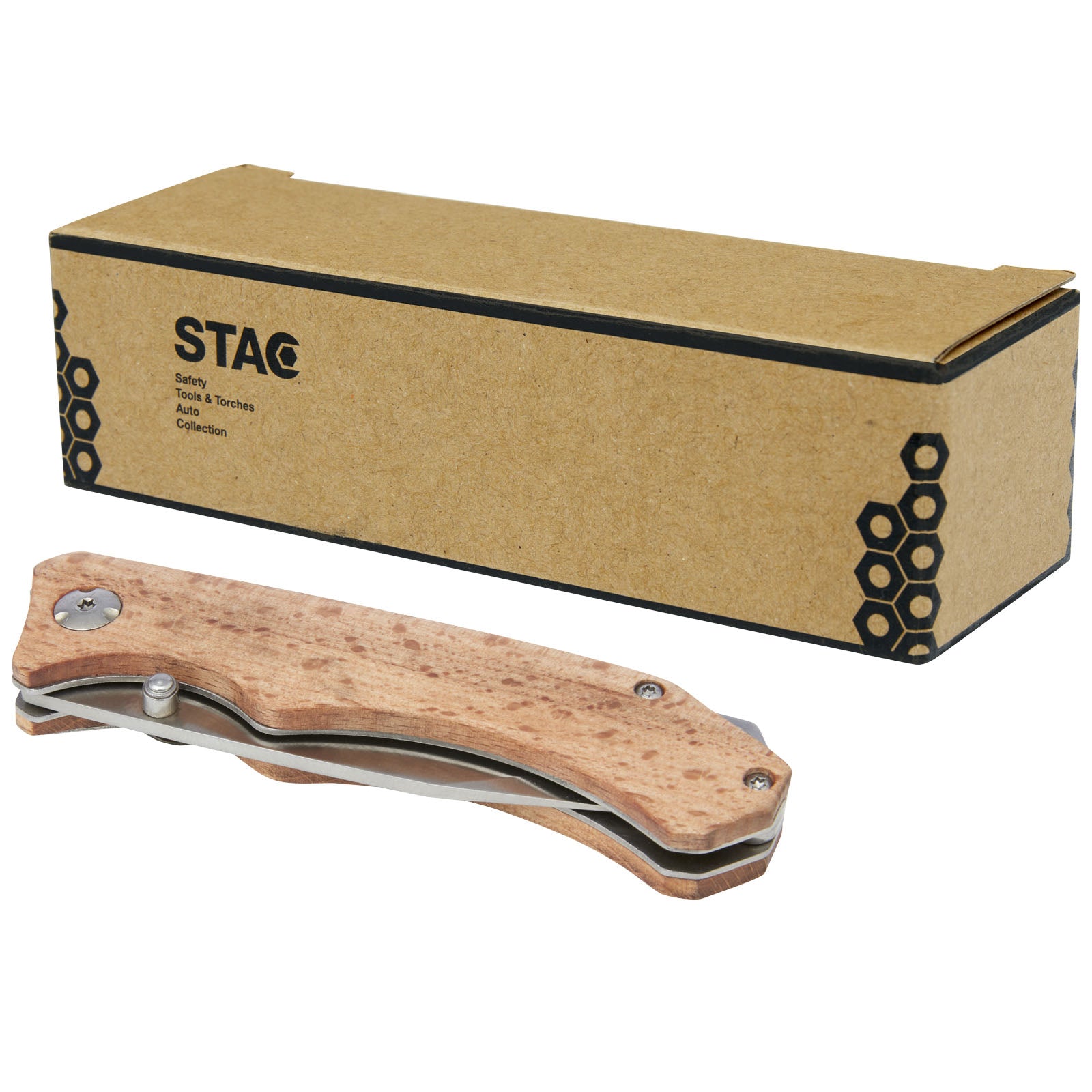 G104536 Coltello tascabile Dave in legno con clip per cintura