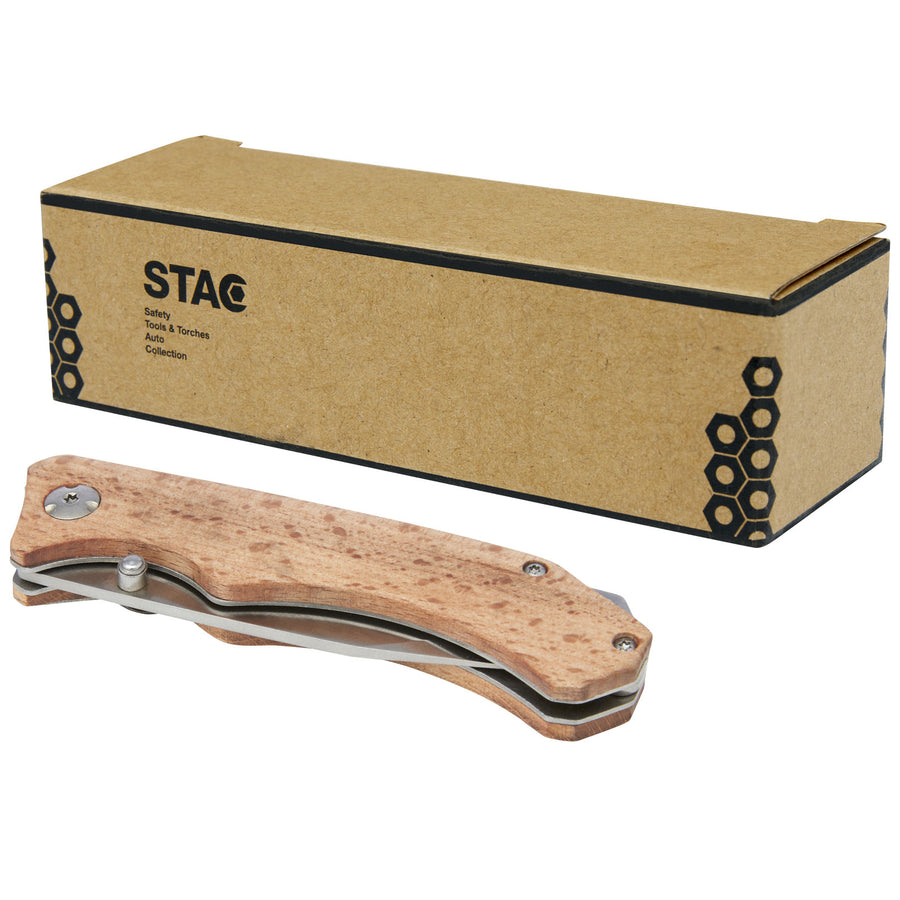 G104536 Coltello tascabile Dave in legno con clip per cintura