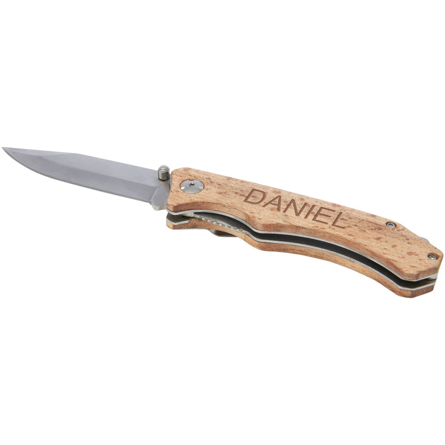 G104536 Coltello tascabile Dave in legno con clip per cintura
