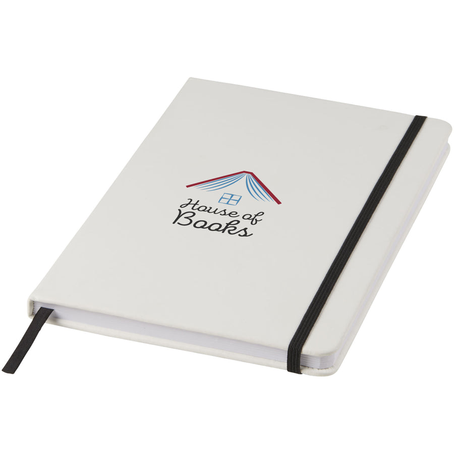 G107135 Blocco note bianco formato A5 con elastico colorato Spectrum