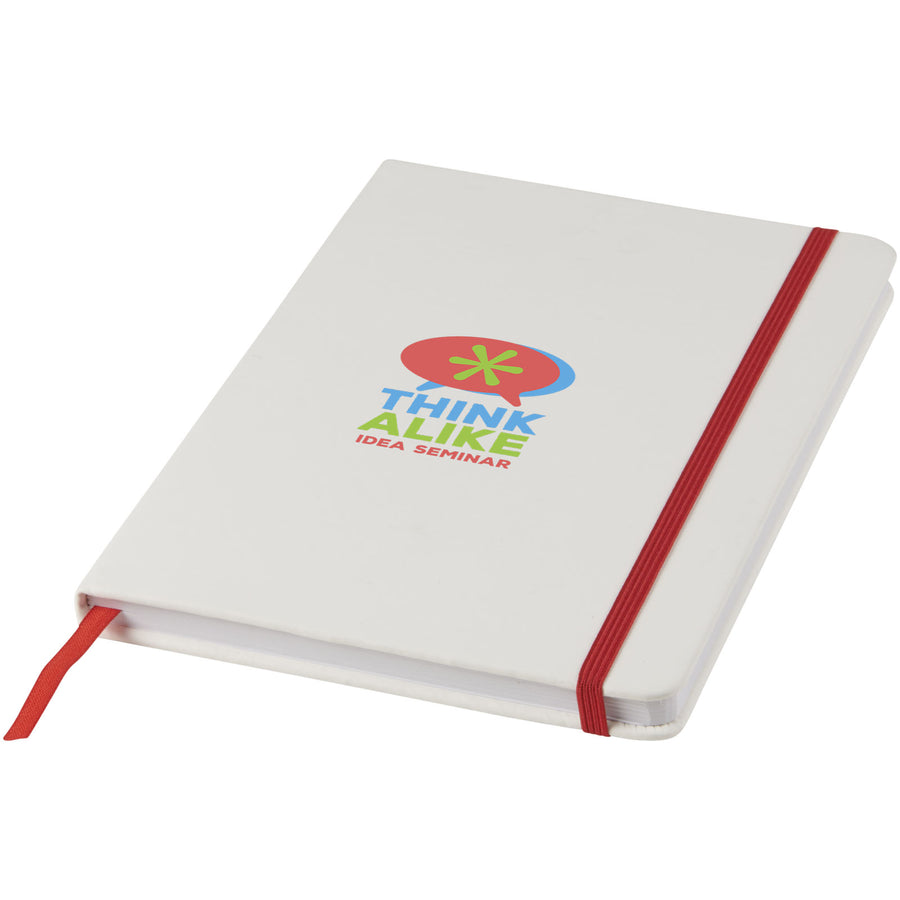 G107135 Blocco note bianco formato A5 con elastico colorato Spectrum
