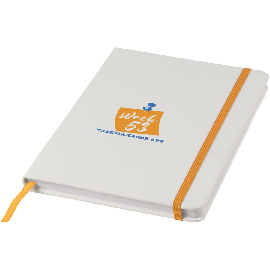 G107135 Blocco note bianco formato A5 con elastico colorato Spectrum