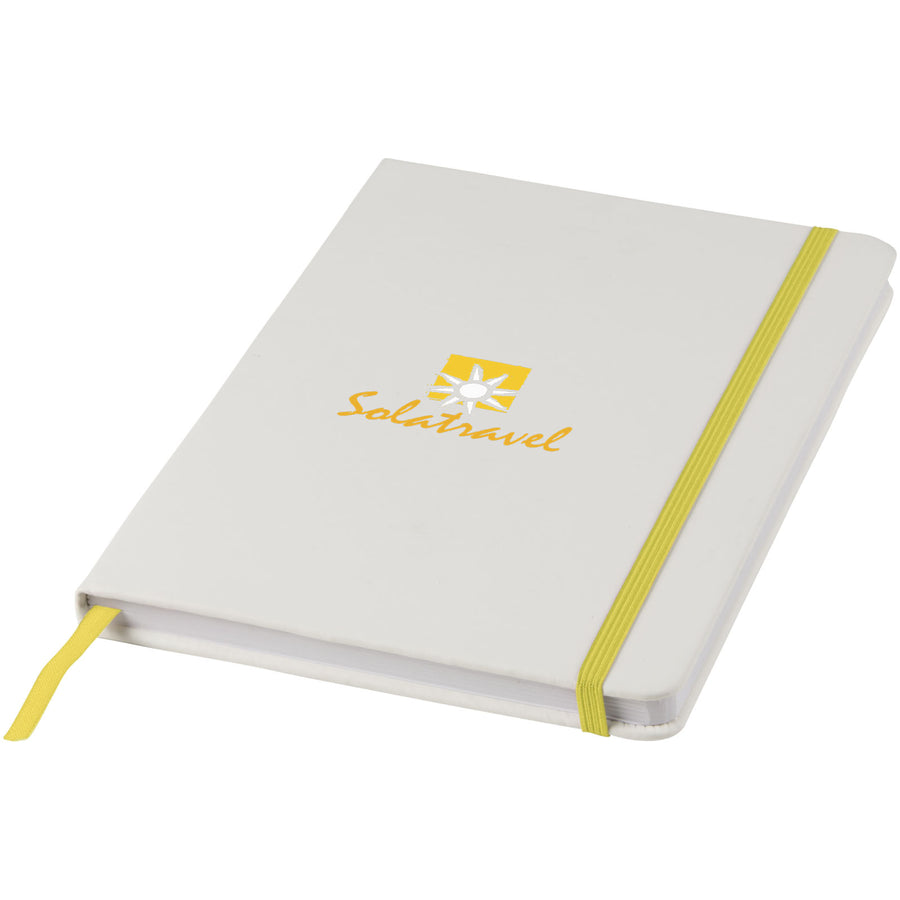 G107135 Blocco note bianco formato A5 con elastico colorato Spectrum