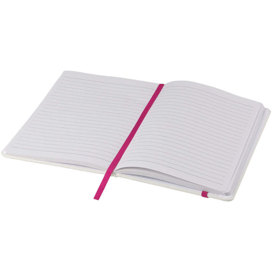 G107135 Blocco note bianco formato A5 con elastico colorato Spectrum