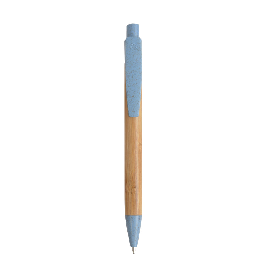 G20811 Penna a scatto in bambu con particolari in  paglia di grano (50%XY) e PP (50%XY)