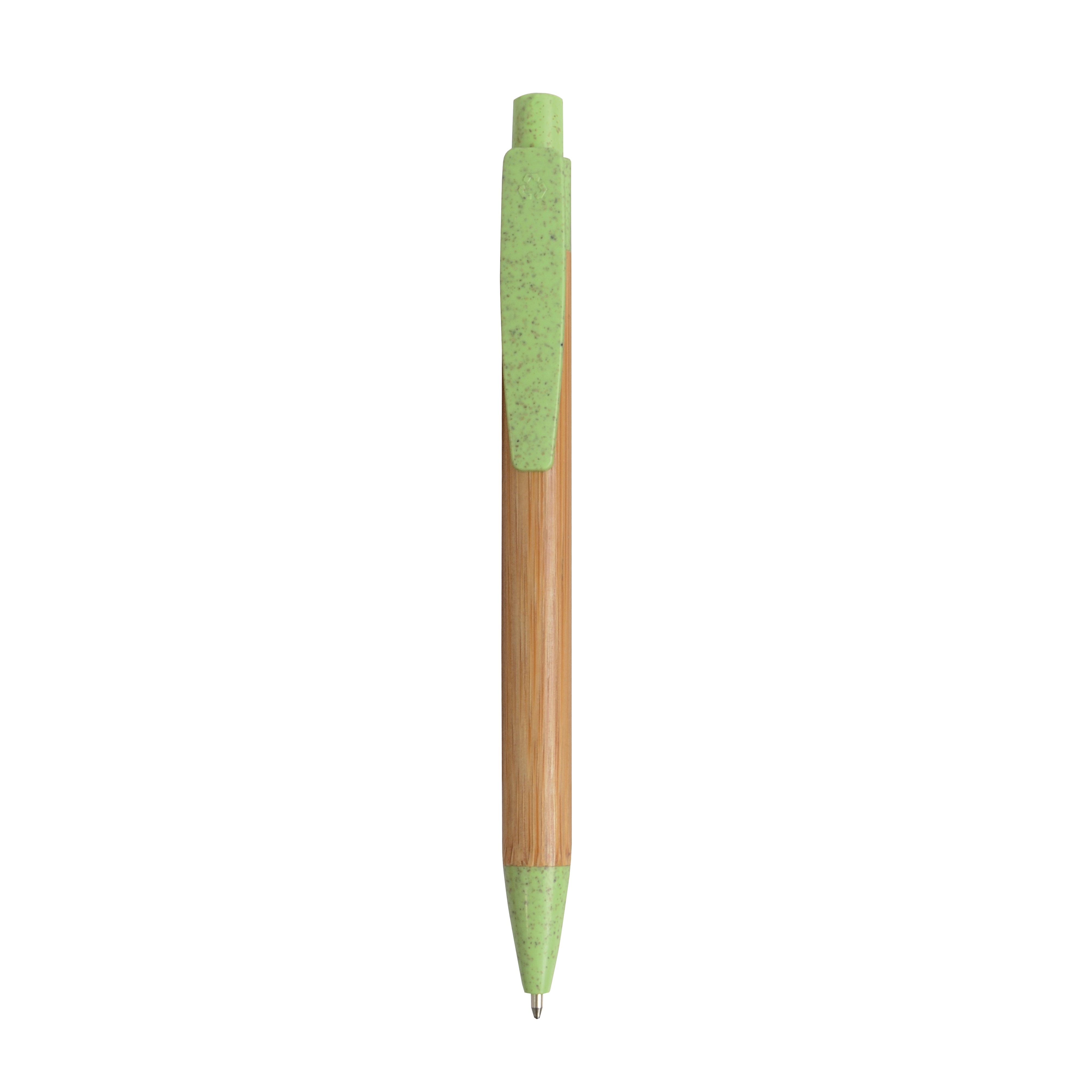 G20811 Penna a scatto in bamboo con particolari in  paglia di grano (50%XY) e PP (50%XY)