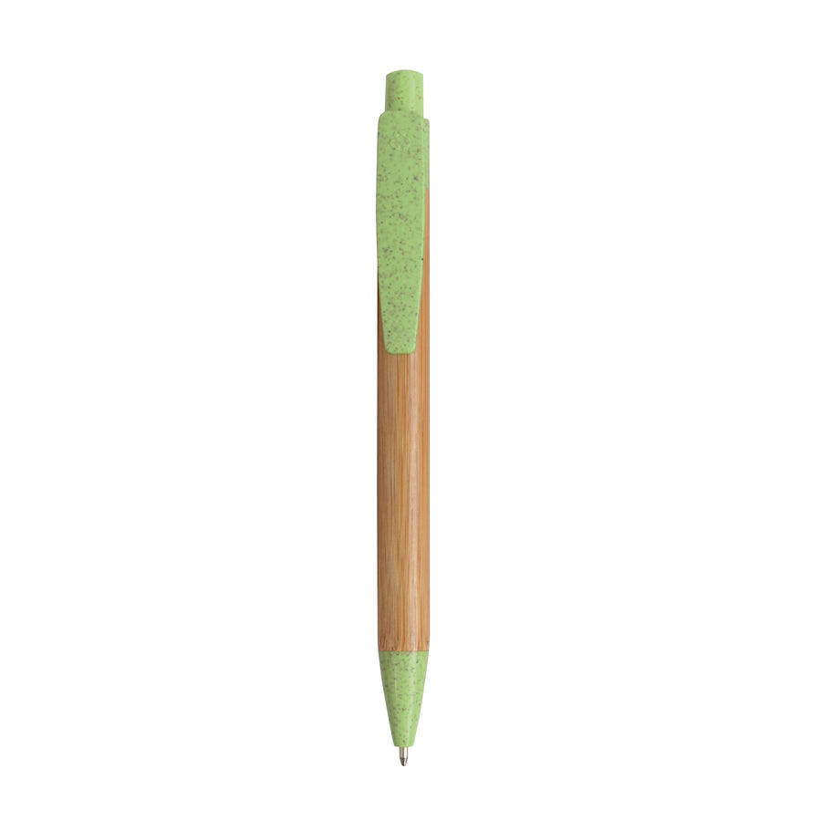 G20811 Penna a scatto in bambu con particolari in  paglia di grano (50%XY) e PP (50%XY)