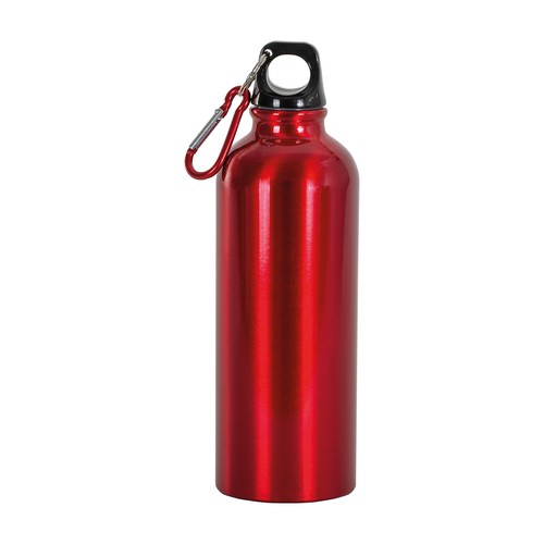 G12426 Borraccia in alluminio (500ml), con tappo in plastica e moschettone