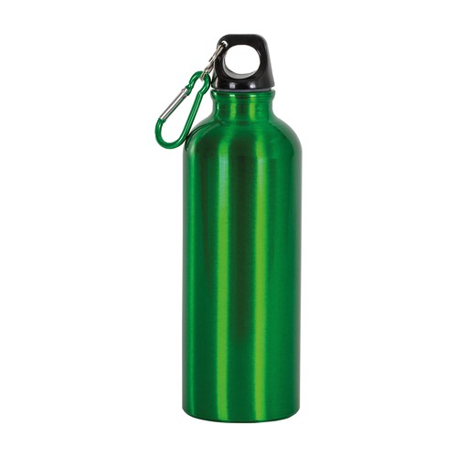 G12426 Borraccia in alluminio (500ml), con tappo in plastica e moschettone
