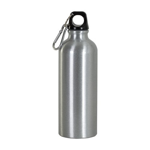G12426 Borraccia in alluminio (500ml), con tappo in plastica e moschettone