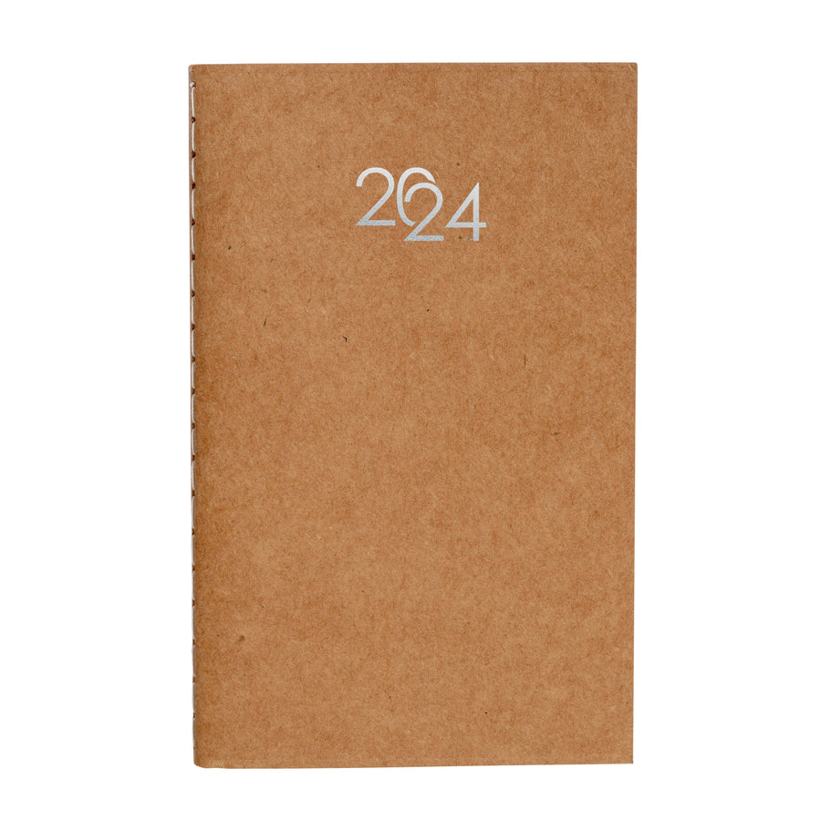 G24741 Agenda settimanale 2024 in cartoncino "craft", copertina morbida, pagine color avorio