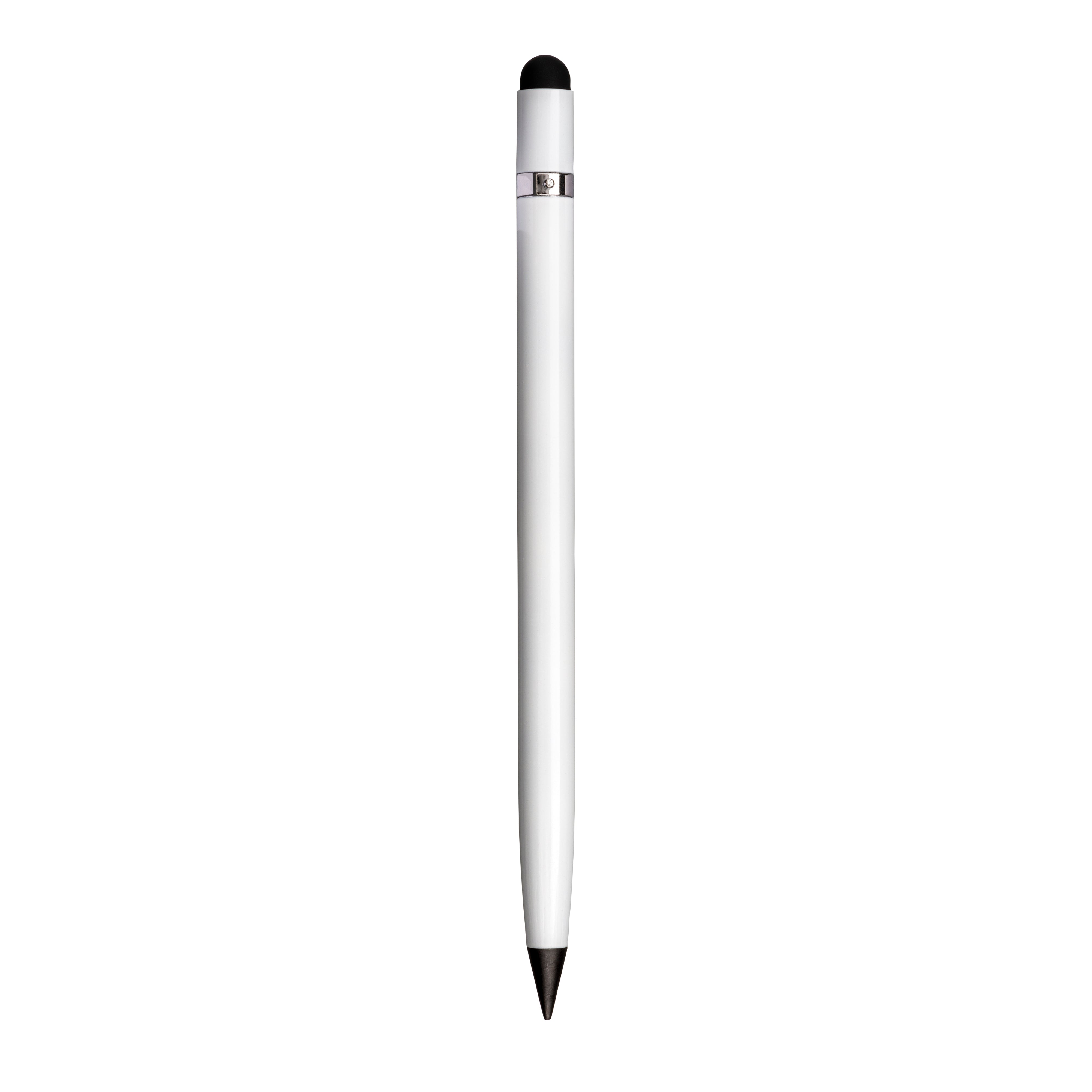 G24806 Penna in alluminio senza inchiostro, con gommino per touch screen e gomma