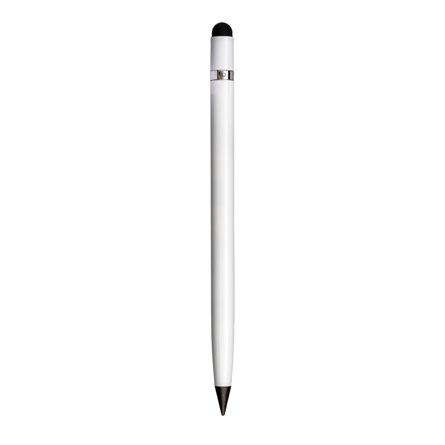 G24806 Penna in alluminio senza inchiostro, con gommino per touch screen e gomma