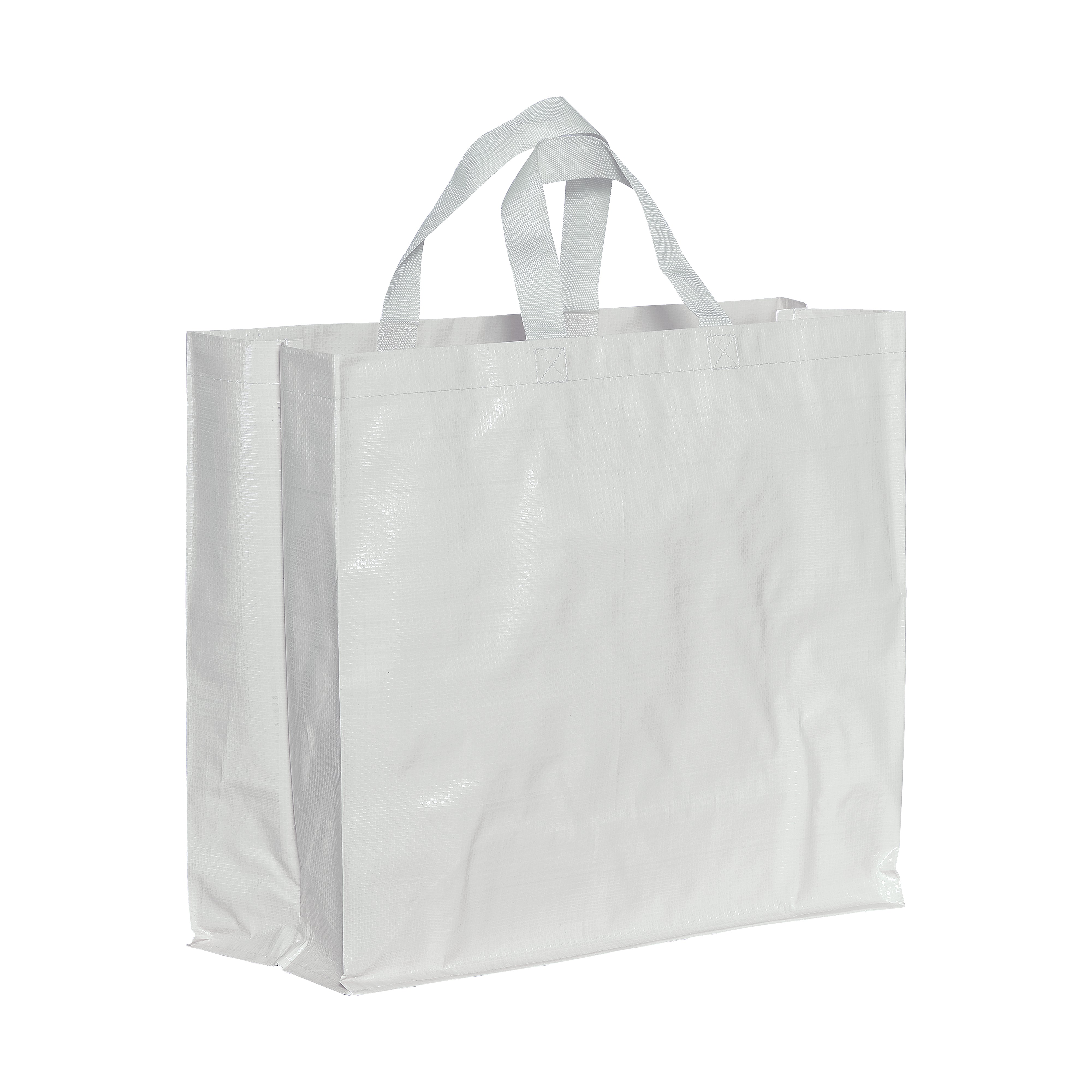 G23135 Shopper in PP  riciclato laminato 120 gr/m², manici corti e soffietto