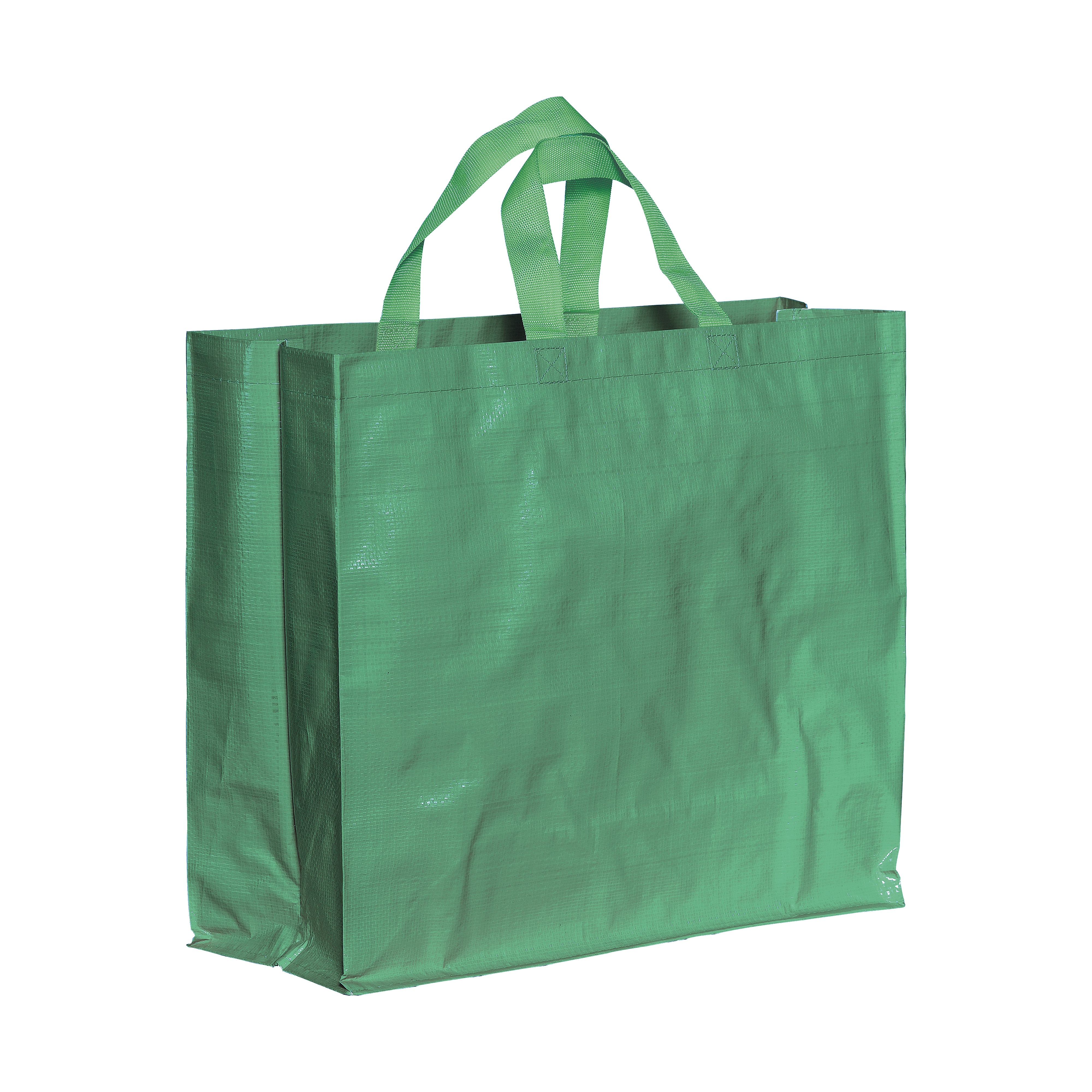G23135 Shopper in PP  riciclato laminato 120 gr/m², manici corti e soffietto