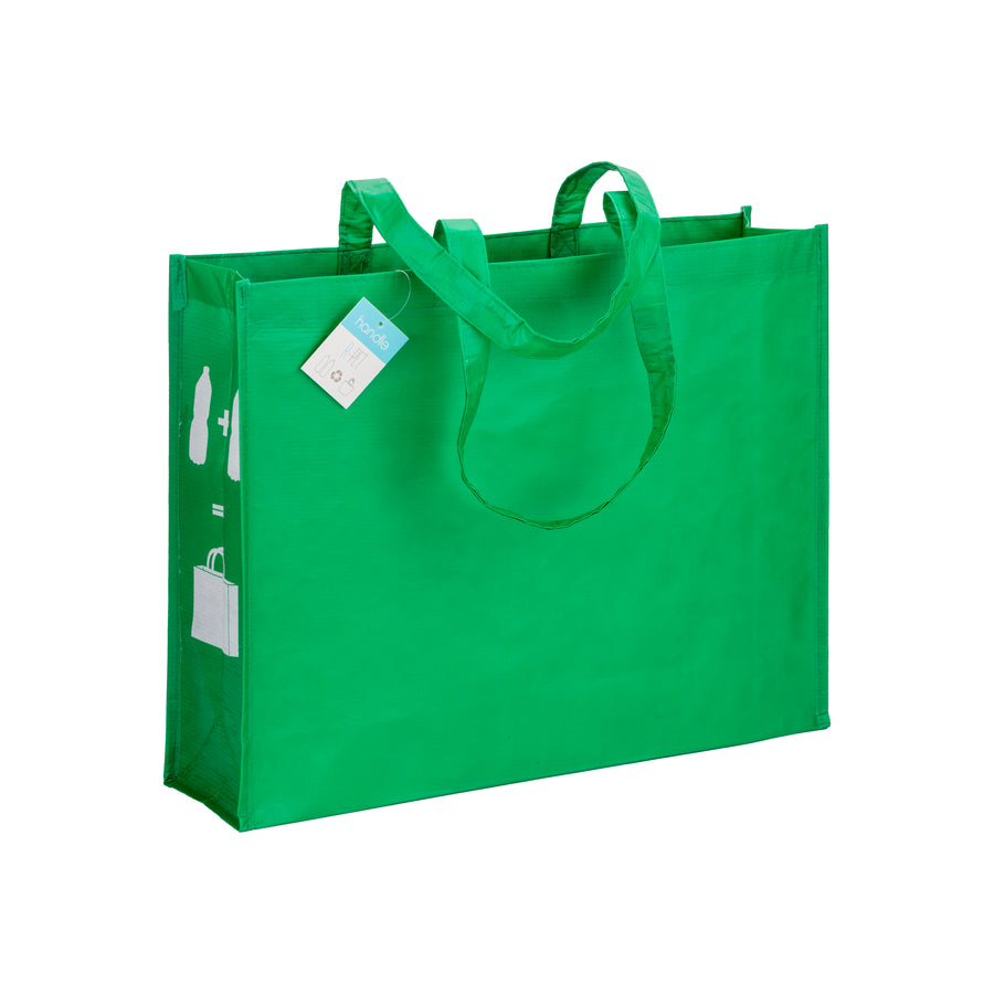 G19146 Shopper con soffietto in R-PET (plastica riciclata), manici lunghi