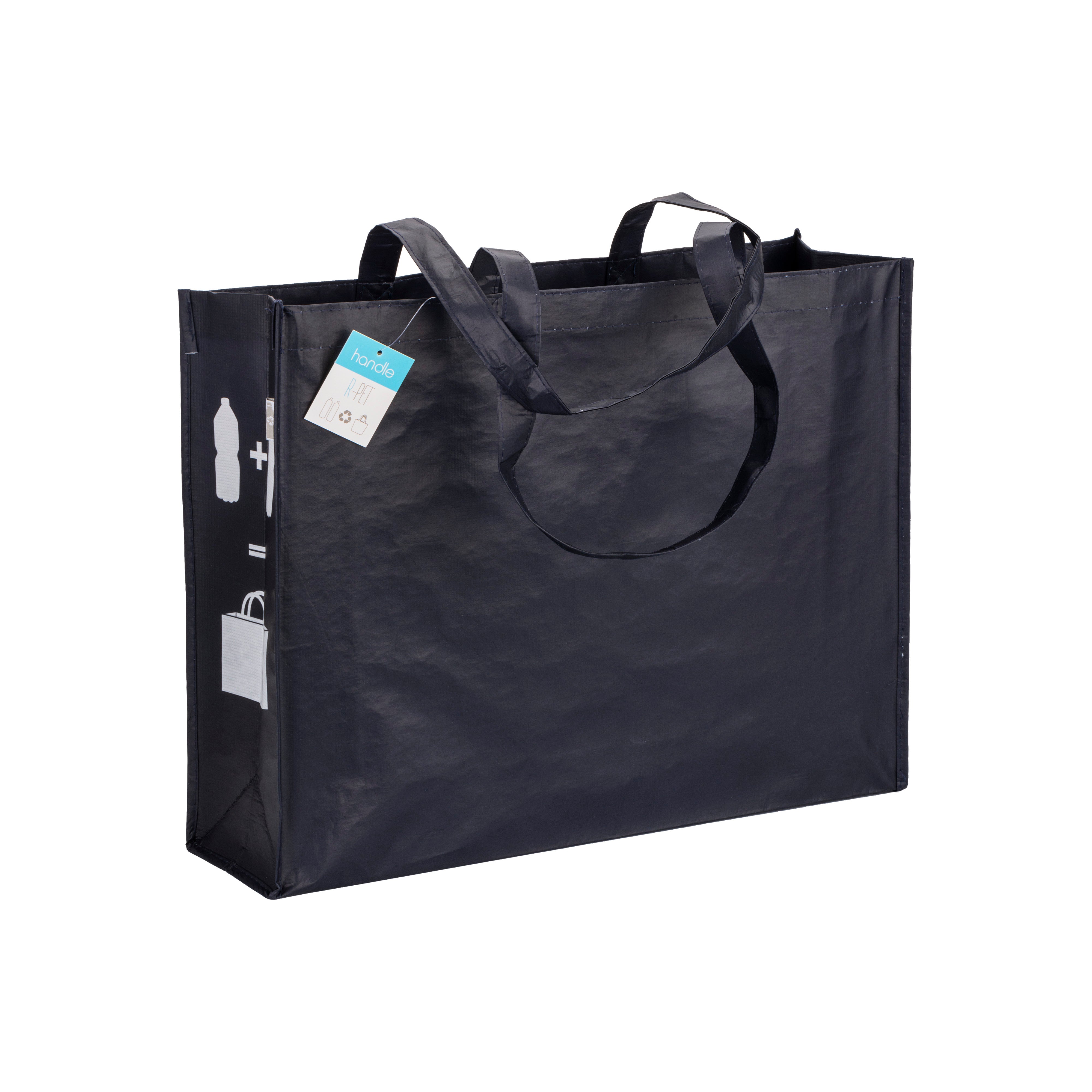 G19146 Shopper con soffietto in R-PET (plastica riciclata), manici lunghi