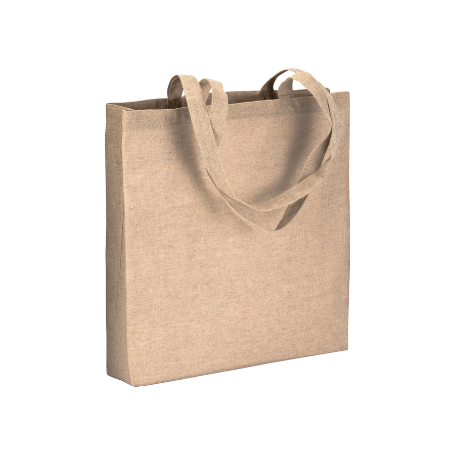 G17153 Shopper con soffietto in cotone riciclato 150 gr/m² effetto melange, manici lunghi