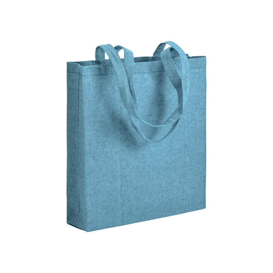 G17153 Shopper con soffietto in cotone riciclato 150 gr/m² effetto melange, manici lunghi