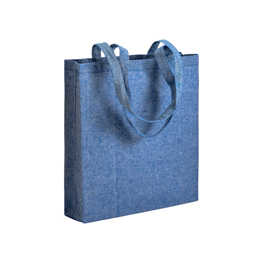 G17153 Shopper con soffietto in cotone riciclato 150 gr/m² effetto melange, manici lunghi