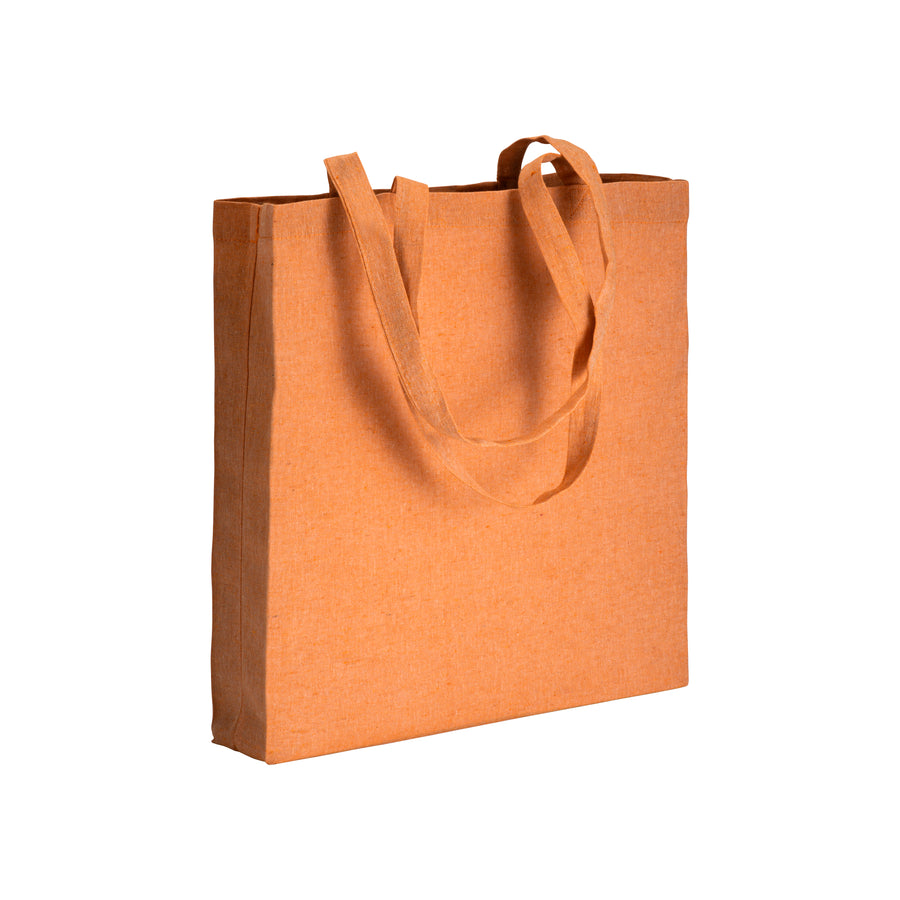 G17153 Shopper con soffietto in cotone riciclato 150 gr/m² effetto melange, manici lunghi