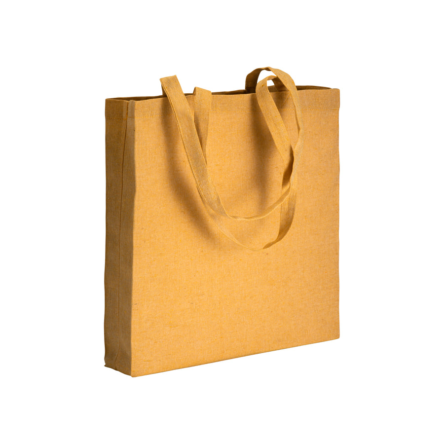 G17153 Shopper con soffietto in cotone riciclato 150 gr/m² effetto melange, manici lunghi