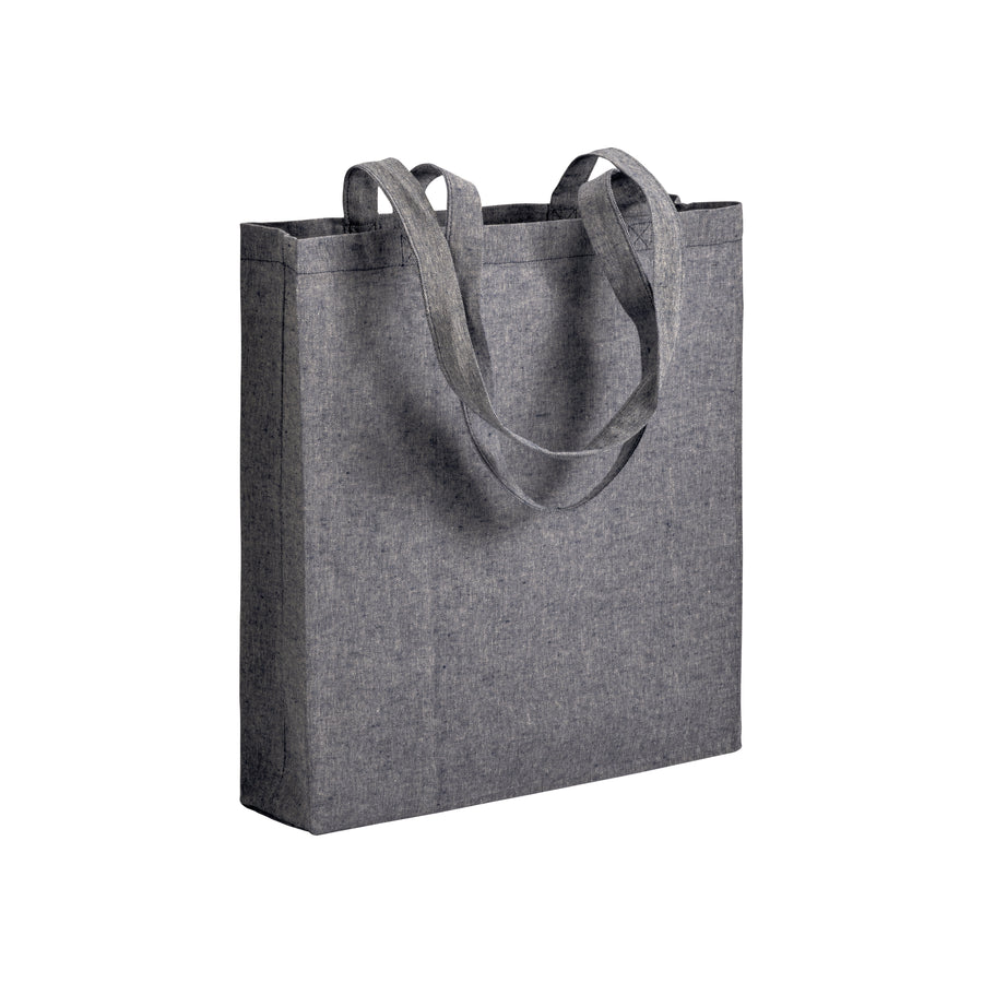 G17153 Shopper con soffietto in cotone riciclato 150 gr/m² effetto melange, manici lunghi