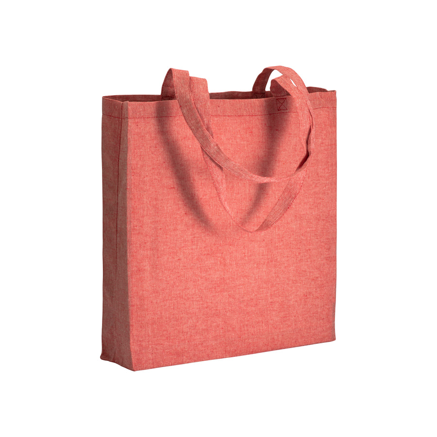 G17153 Shopper con soffietto in cotone riciclato 150 gr/m² effetto melange, manici lunghi