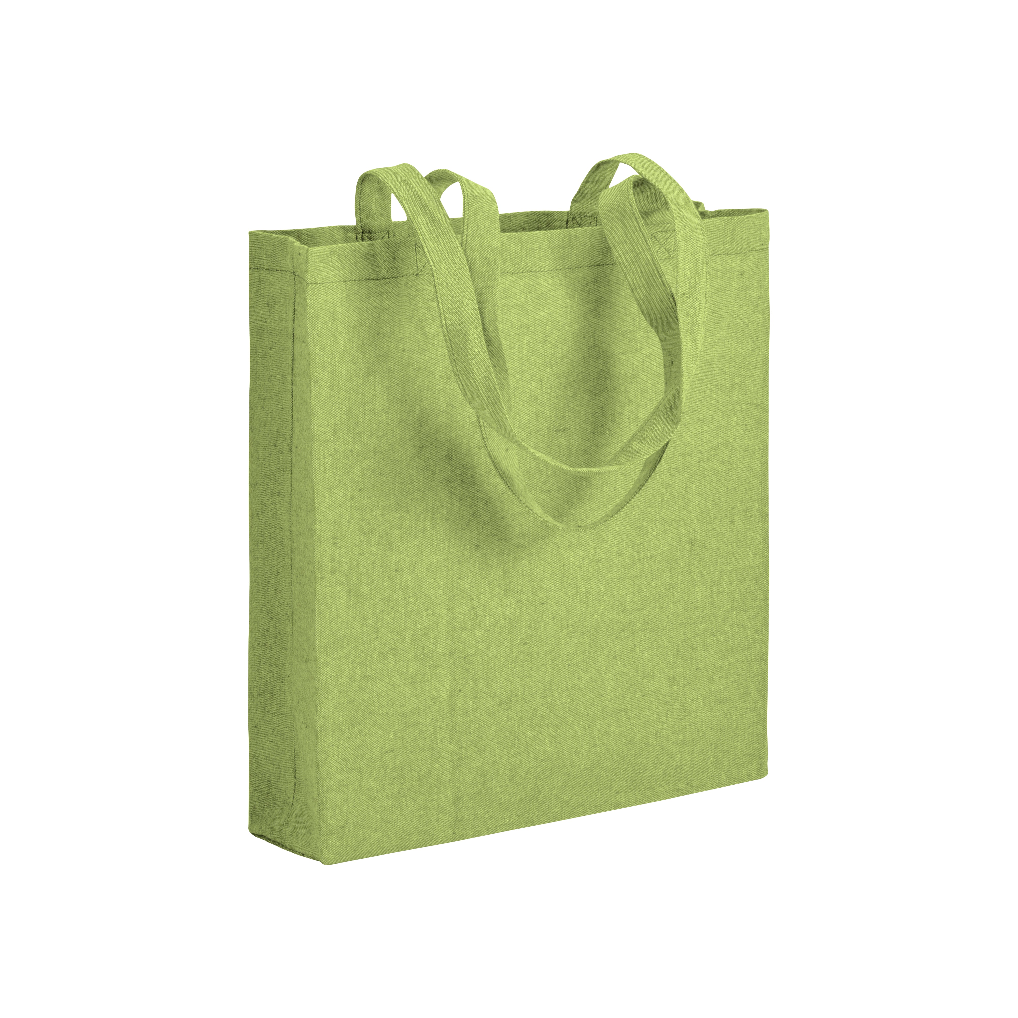 G17153 Shopper con soffietto in cotone riciclato 150 gr/m² effetto melange, manici lunghi