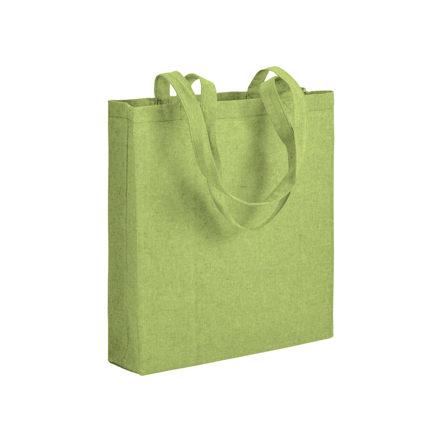 G17153 Shopper con soffietto in cotone riciclato 150 gr/m² effetto melange, manici lunghi