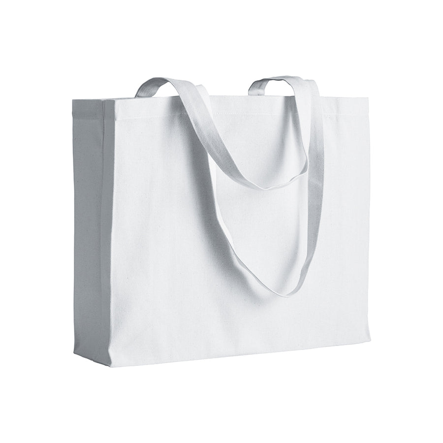 G1711201 Shopper con soffietto in cotone 200 gr/m², manici lunghi