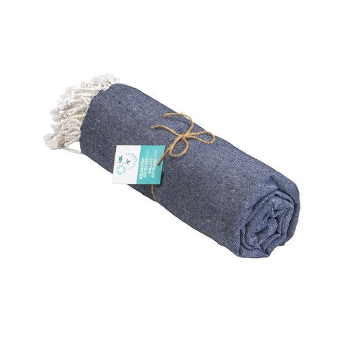 G24410 Telo mare/pareo  in cotone riciclato  da 180 gr/m2 con frange, misura 90x170 cm