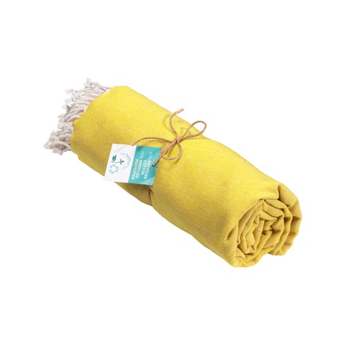 G24410 Telo mare/pareo  in cotone riciclato  da 180 gr/m2 con frange, misura 90x170 cm