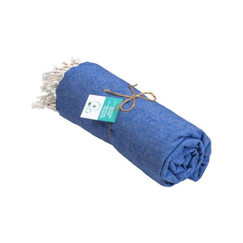 G24410 Telo mare/pareo  in cotone riciclato  da 180 gr/m2 con frange, misura 90x170 cm