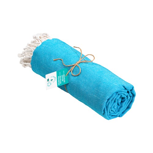 G24410 Telo mare/pareo  in cotone riciclato  da 180 gr/m2 con frange, misura 90x170 cm