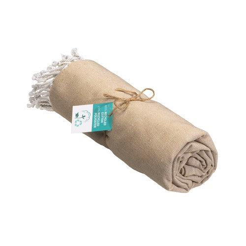 G24410 Telo mare/pareo  in cotone riciclato  da 180 gr/m2 con frange, misura 90x170 cm