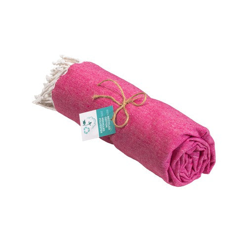 G24410 Telo mare/pareo  in cotone riciclato  da 180 gr/m2 con frange, misura 90x170 cm