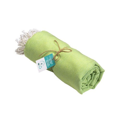 G24410 Telo mare/pareo  in cotone riciclato  da 180 gr/m2 con frange, misura 90x170 cm