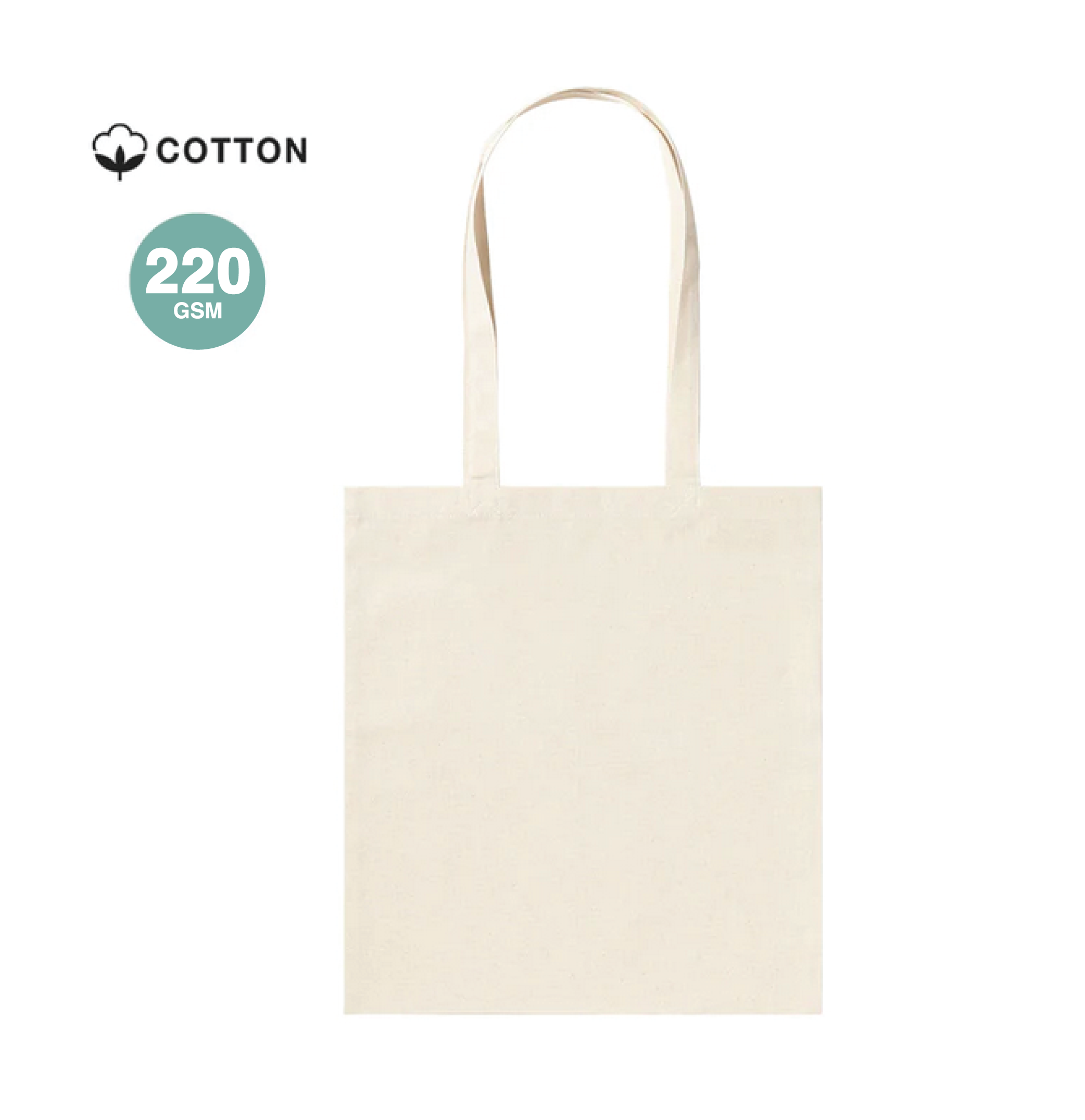 G0712 Shopper in cotone naturale 220 g/m2, manici lunghi.