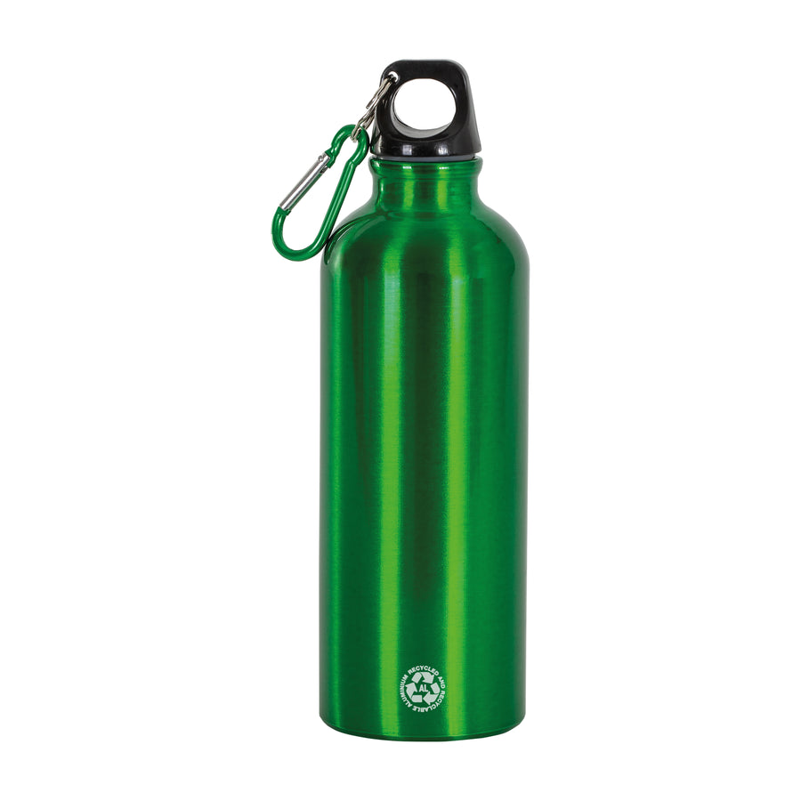 G24419 Borraccia in alluminio riciclato (500ml), con tappo in plastica e moschettone