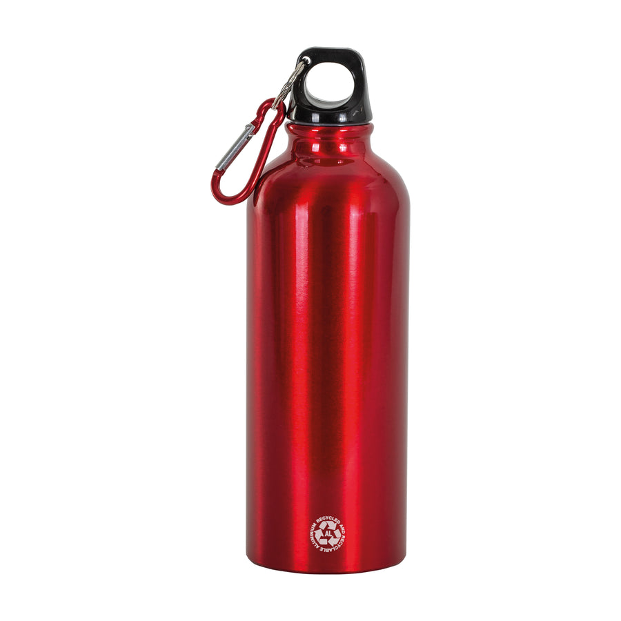G24419 Borraccia in alluminio riciclato (500ml), con tappo in plastica e moschettone